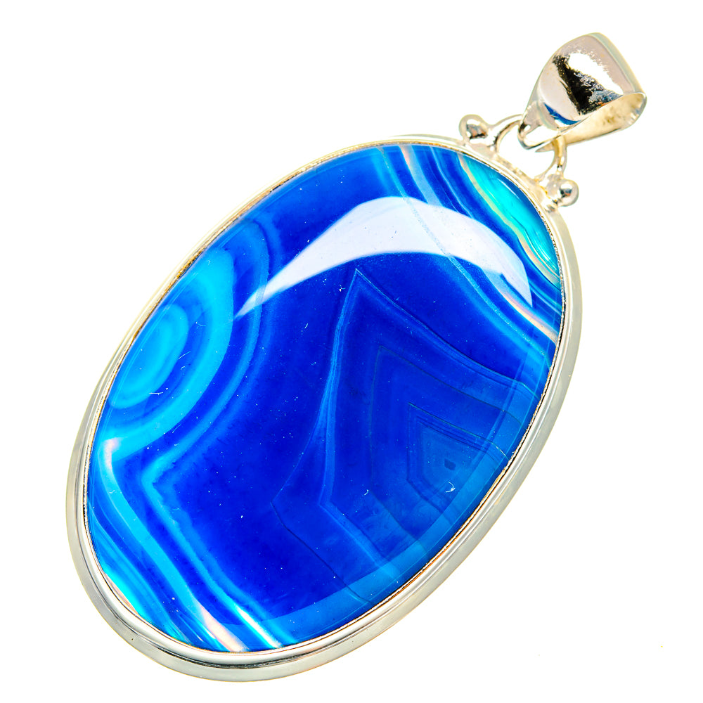 Blue Botswana Agate Pendants handcrafted by Anasilvercos - PD9063