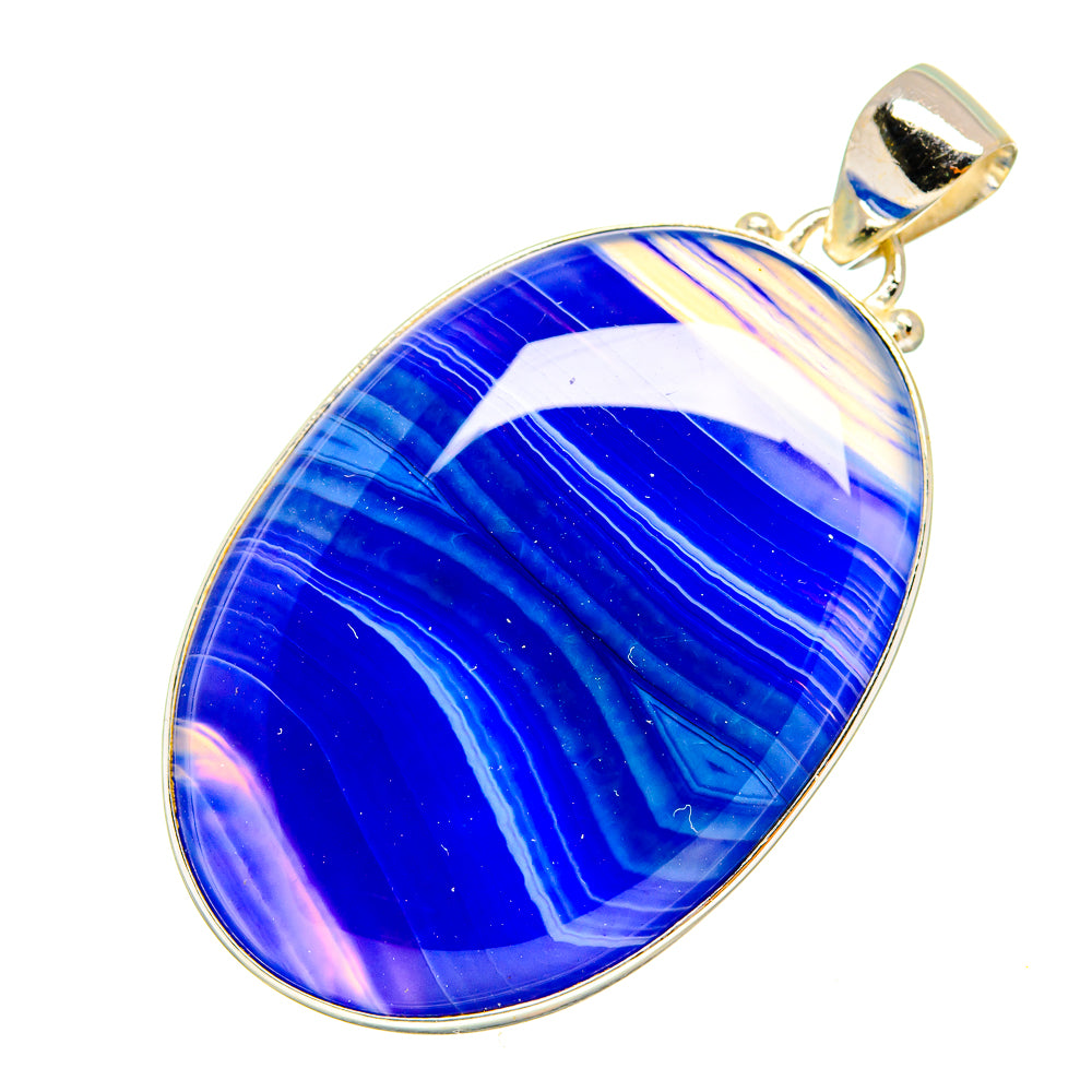 Blue Botswana Agate Pendants handcrafted by Anasilvercos - PD9064