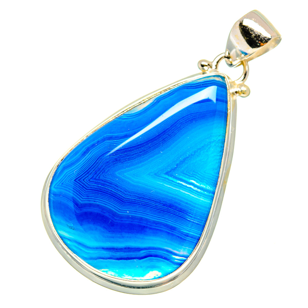 Blue Botswana Agate Pendants handcrafted by Anasilvercos - PD9065