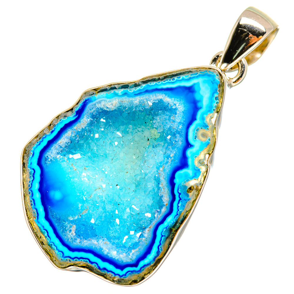 Blue Geode Slice Pendants handcrafted by Anasilvercos - PD9079