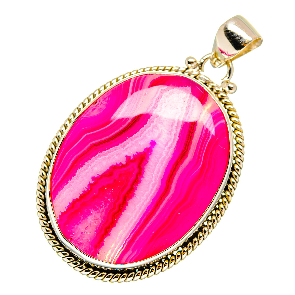 Pink Botswana Agate Pendants handcrafted by Anasilvercos - PD9175
