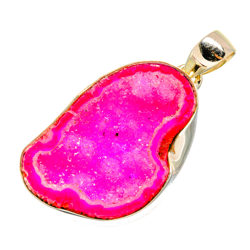 Pink Geode Slice Pendants handcrafted by Anasilvercos - PD9176