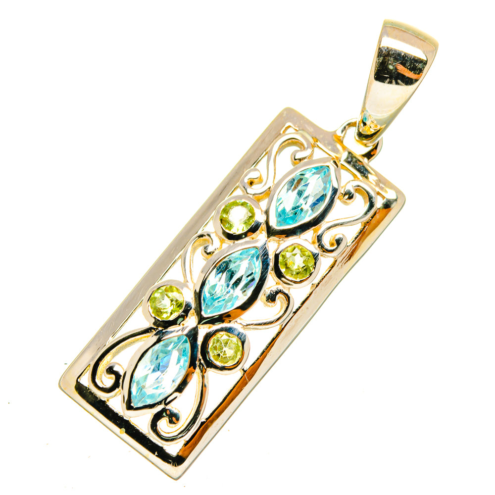 Blue Topaz, Peridot Pendants handcrafted by Anasilvercos - PD9309