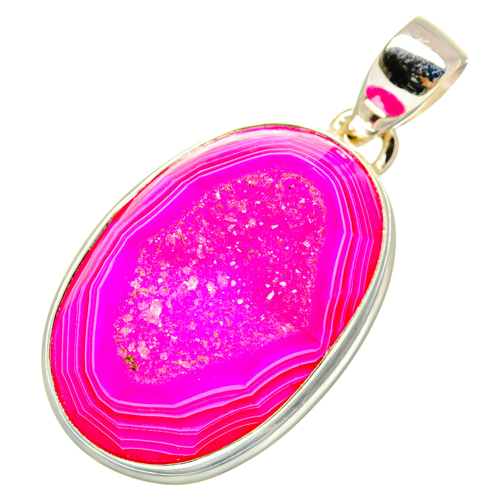Pink Agate Druzy Pendants handcrafted by Anasilvercos - PD9511