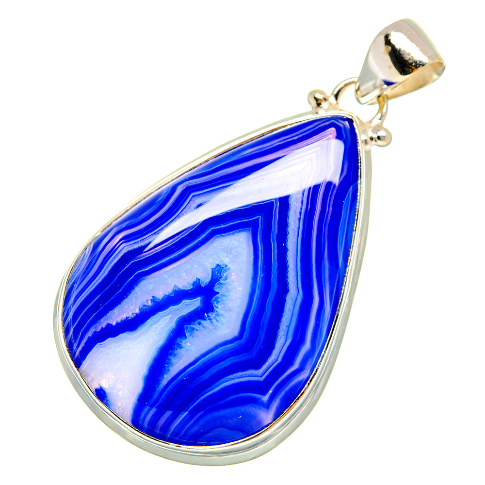 Blue Botswana Agate Pendants handcrafted by Anasilvercos - PD9567