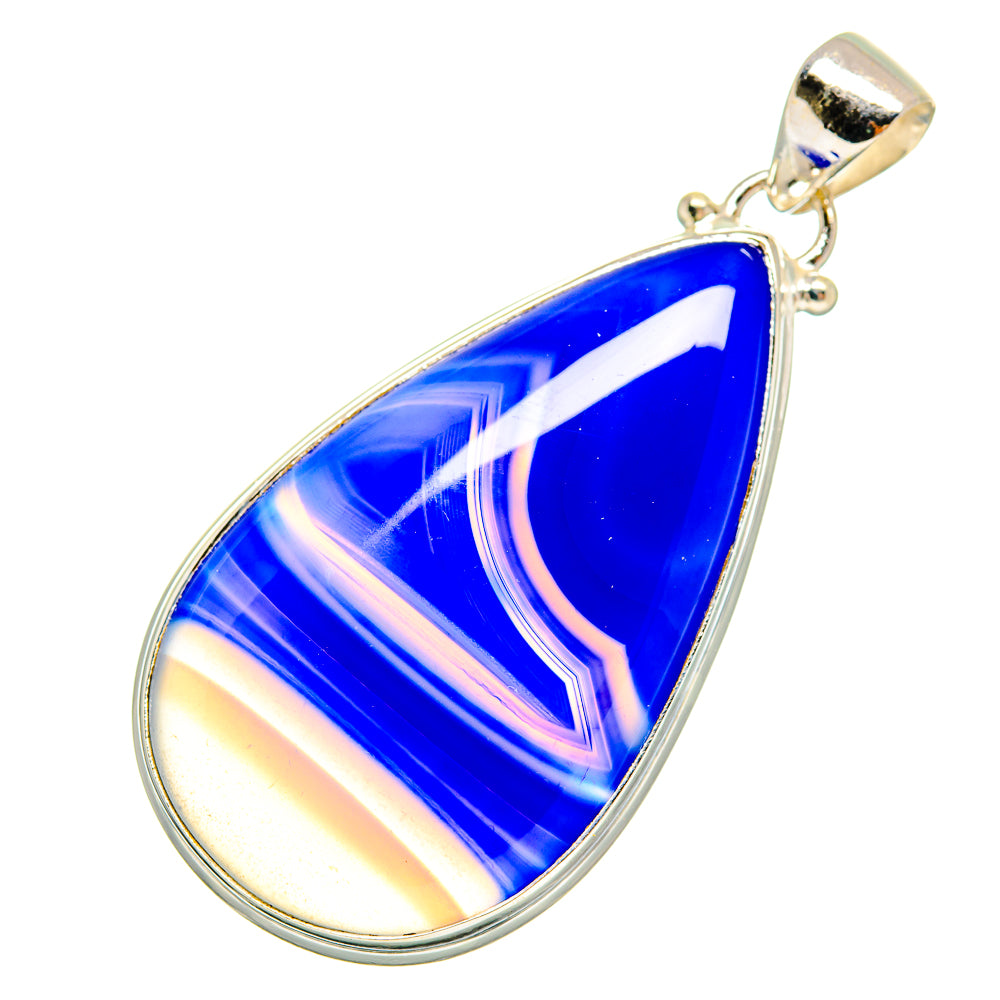 Blue Botswana Agate Pendants handcrafted by Anasilvercos - PD9568
