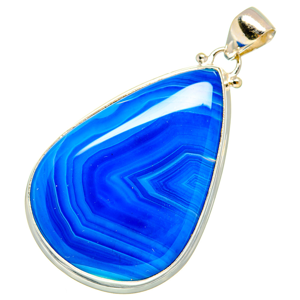 Blue Botswana Agate Pendants handcrafted by Anasilvercos - PD9569