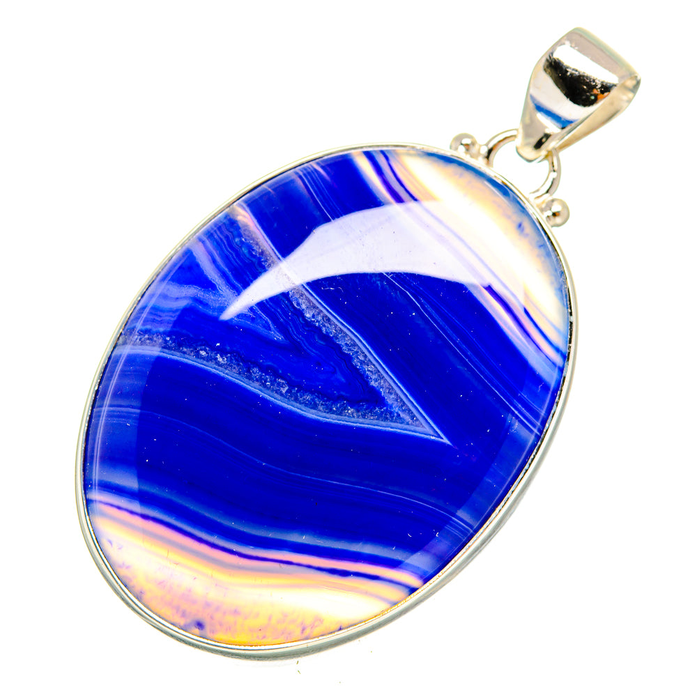 Blue Botswana Agate Pendants handcrafted by Anasilvercos - PD9578