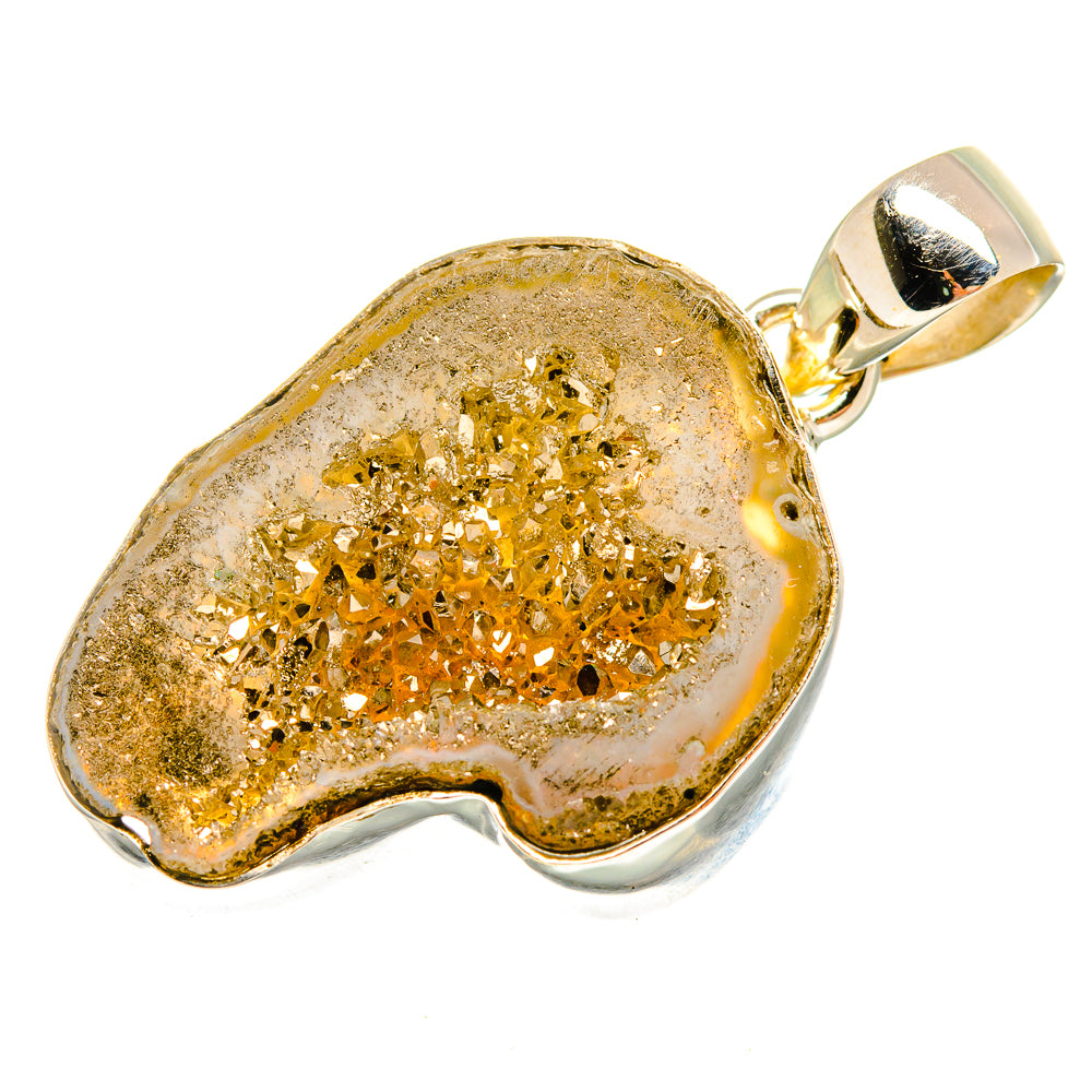 Pyrite Geode Slice Pendants handcrafted by Anasilvercos - PD9589