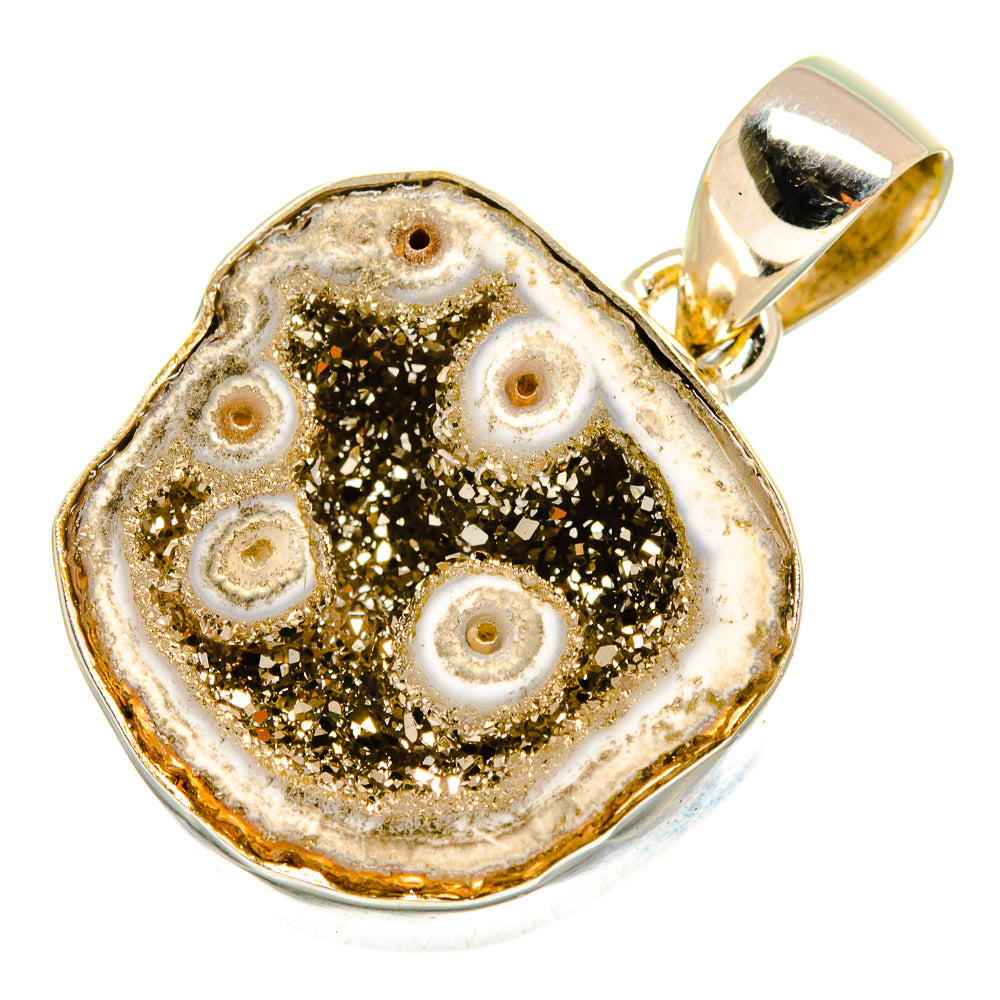 Pyrite Geode Slice Pendants handcrafted by Anasilvercos - PD9590