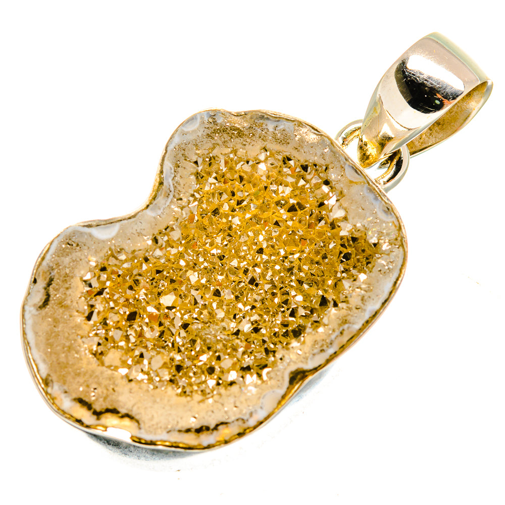 Pyrite Geode Slice Pendants handcrafted by Anasilvercos - PD9591