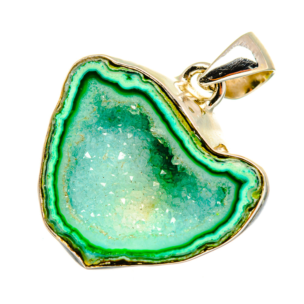 Green Geode Slice Pendants handcrafted by Anasilvercos - PD9632