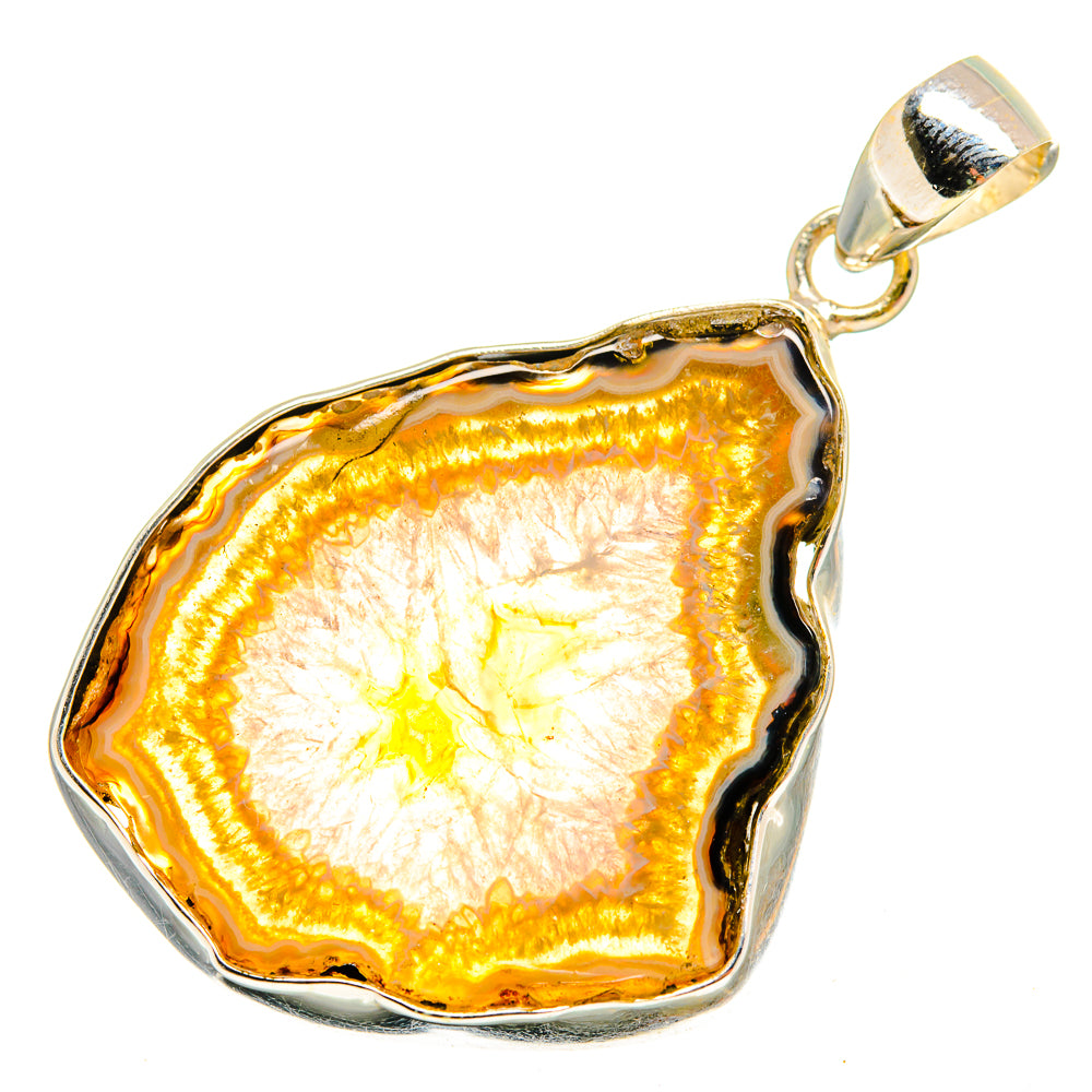 Yellow Geode Slice Pendants handcrafted by Anasilvercos - PD9651