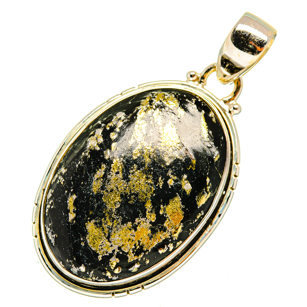 Pyrite In Black Onyx Pendants handcrafted by Anasilvercos - PD9658