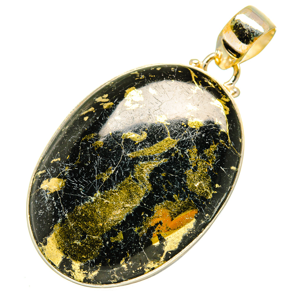 Pyrite In Black Onyx Pendants handcrafted by Anasilvercos - PD9753