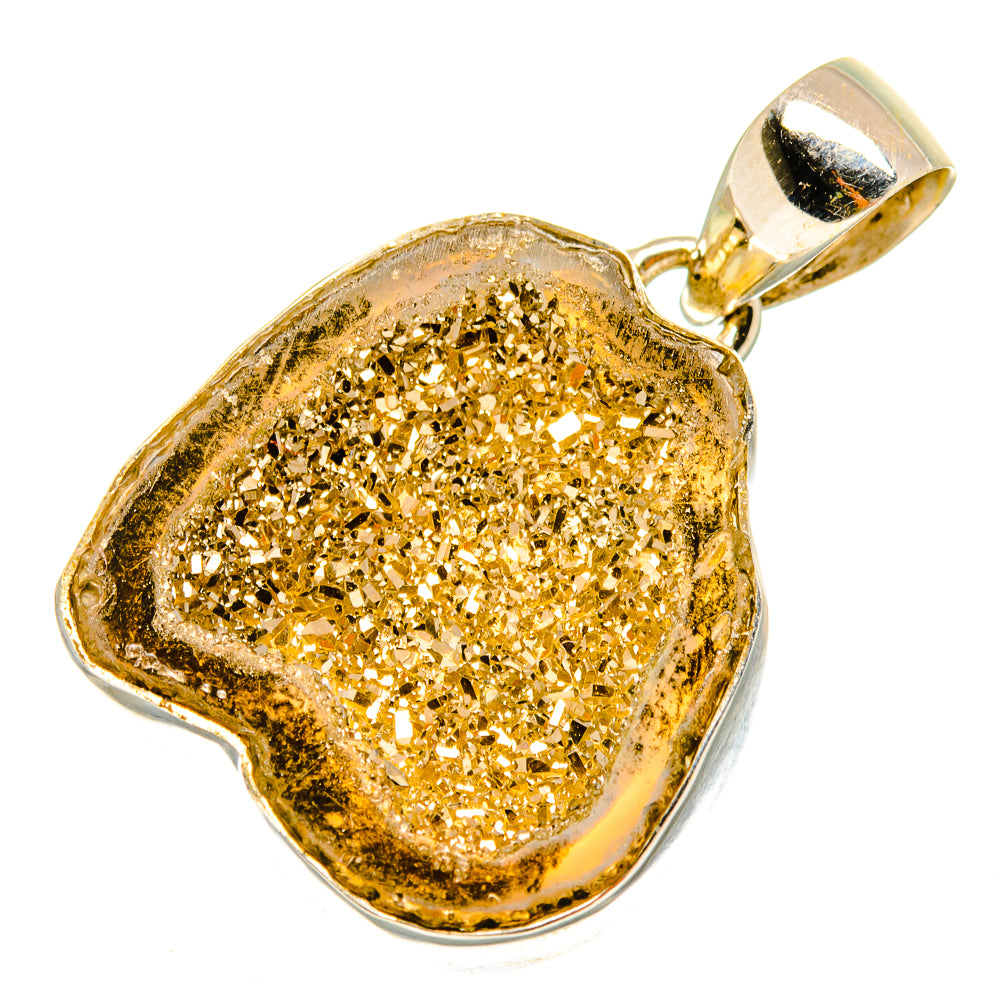 Pyrite Geode Druzy Pendants handcrafted by Anasilvercos - PD9872