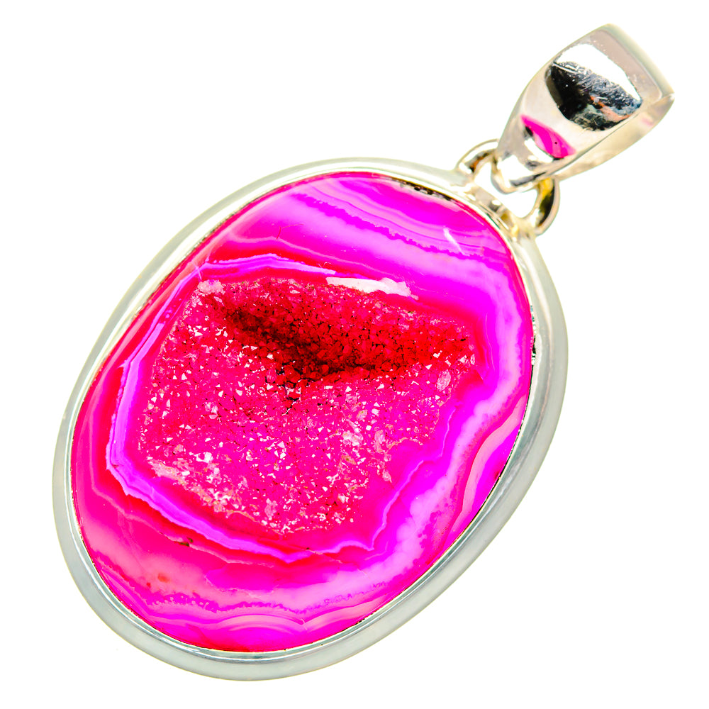 Pink Agate Druzy Pendants handcrafted by Anasilvercos - PD9960