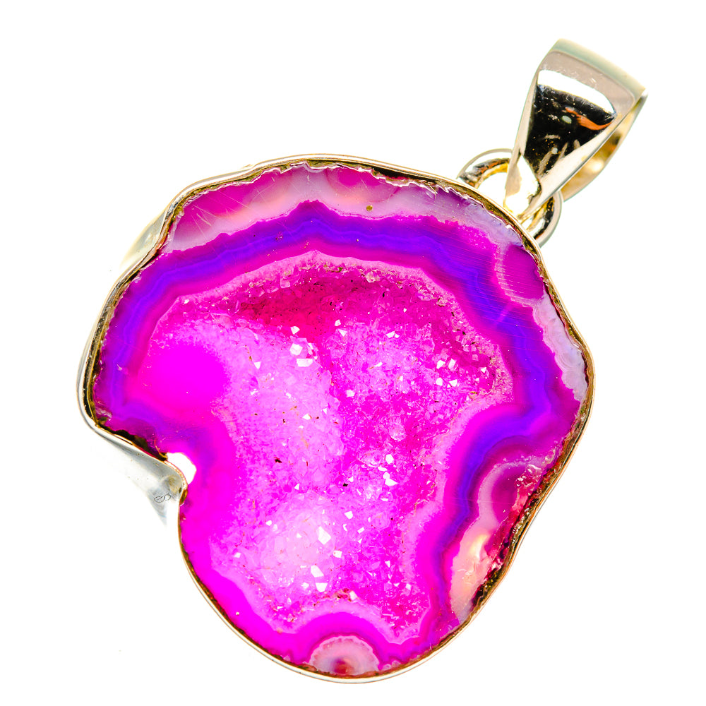 Pink Geode Slice Pendants handcrafted by Anasilvercos - PD9962