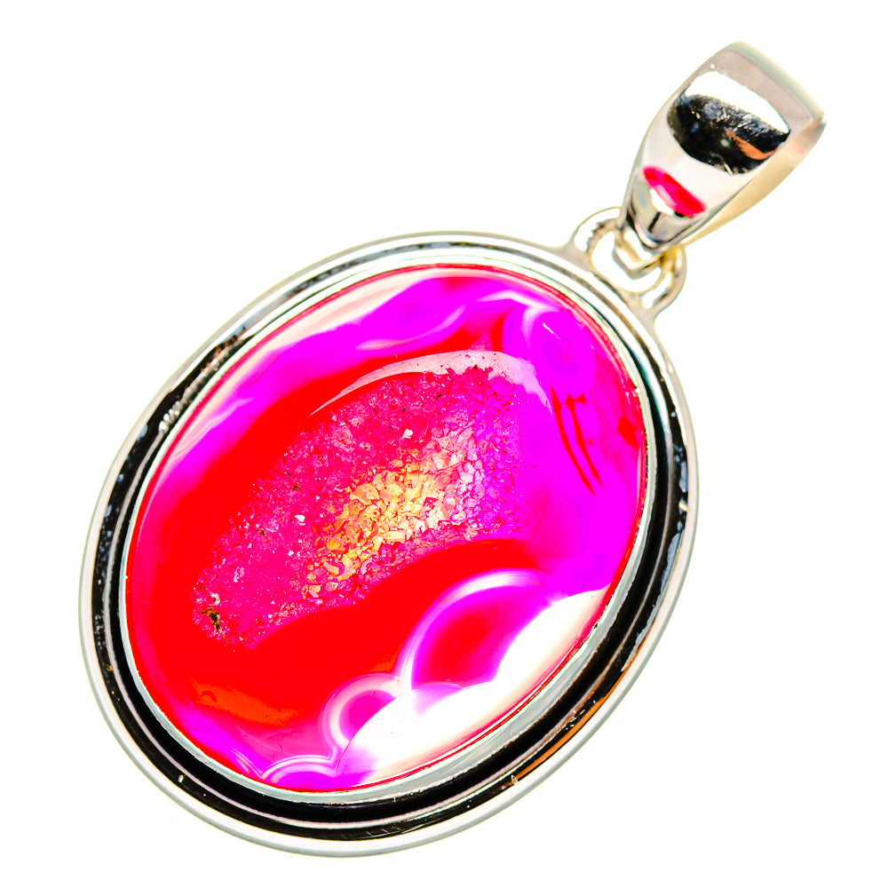 Pink Agate Druzy Pendants handcrafted by Anasilvercos - PD9964