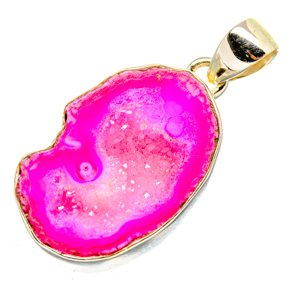 Pink Geode Slice Pendants handcrafted by Anasilvercos - PD9965