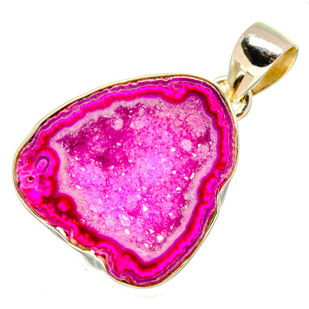 Pink Geode Slice Pendants handcrafted by Anasilvercos - PD9966
