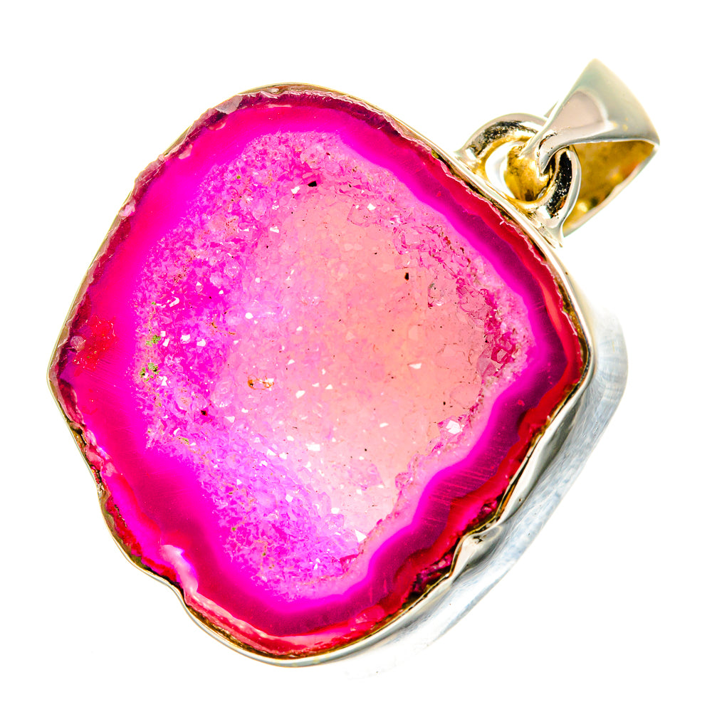 Pink Geode Slice Pendants handcrafted by Anasilvercos - PD9968