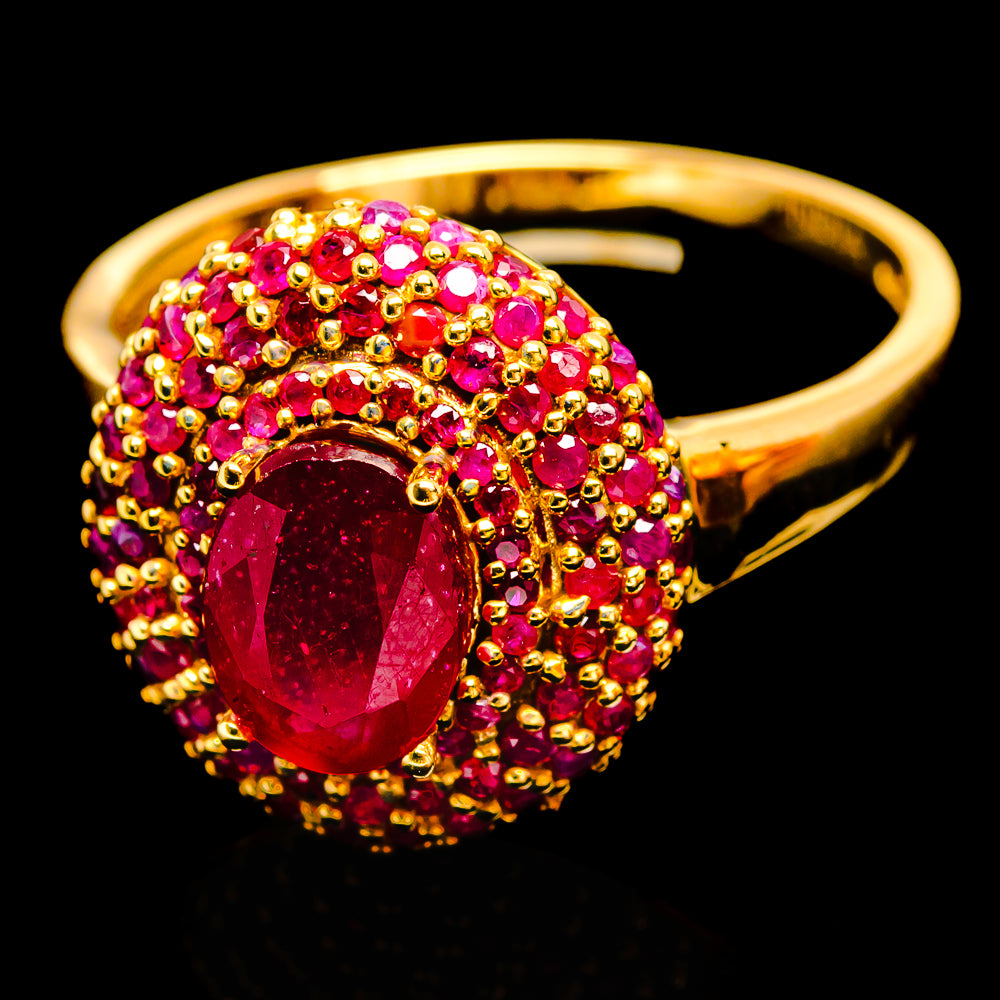Glass Filled Ruby Rings handcrafted by Anasilvercos - R0596-RBY