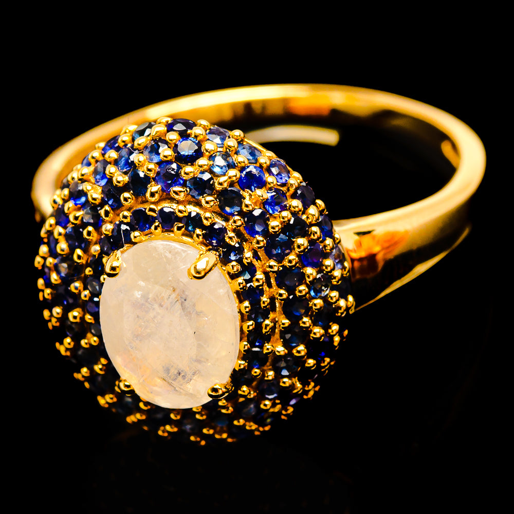 Rainbow Moonstone Rings handcrafted by Anasilvercos - R0596-RM
