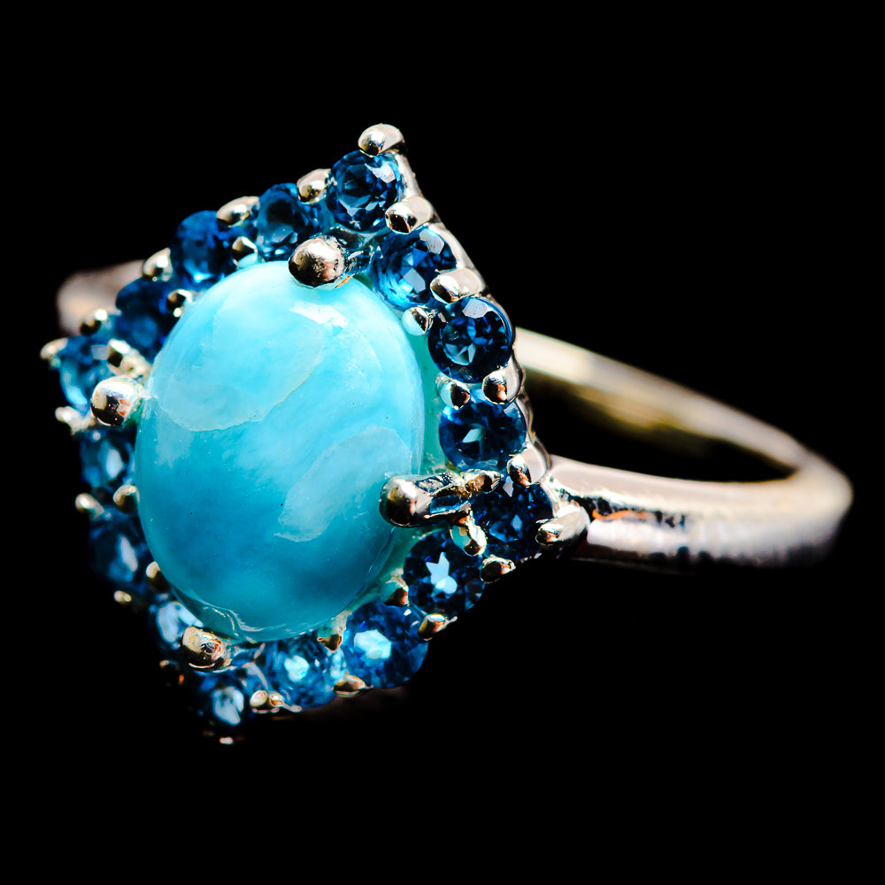 Larimar Rings handcrafted by Anasilvercos - R13032-LMR-SIZE-6