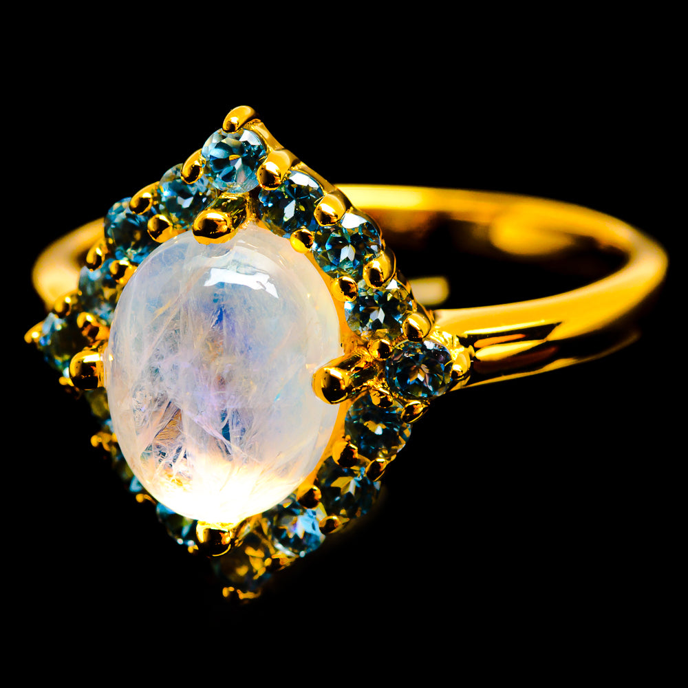 Rainbow Moonstone Rings handcrafted by Anasilvercos - R13032-MOON-SIZE-9