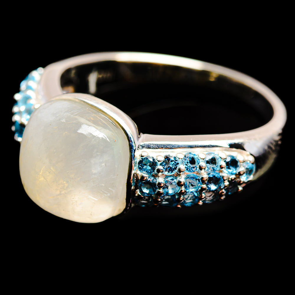 Rainbow Moonstone Rings handcrafted by Anasilvercos - R13783-MOON-SIZE-9