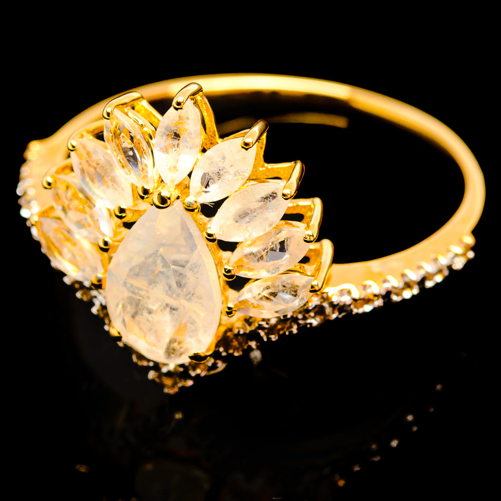 Rainbow Moonstone Rings handcrafted by Anasilvercos - R16902-RM