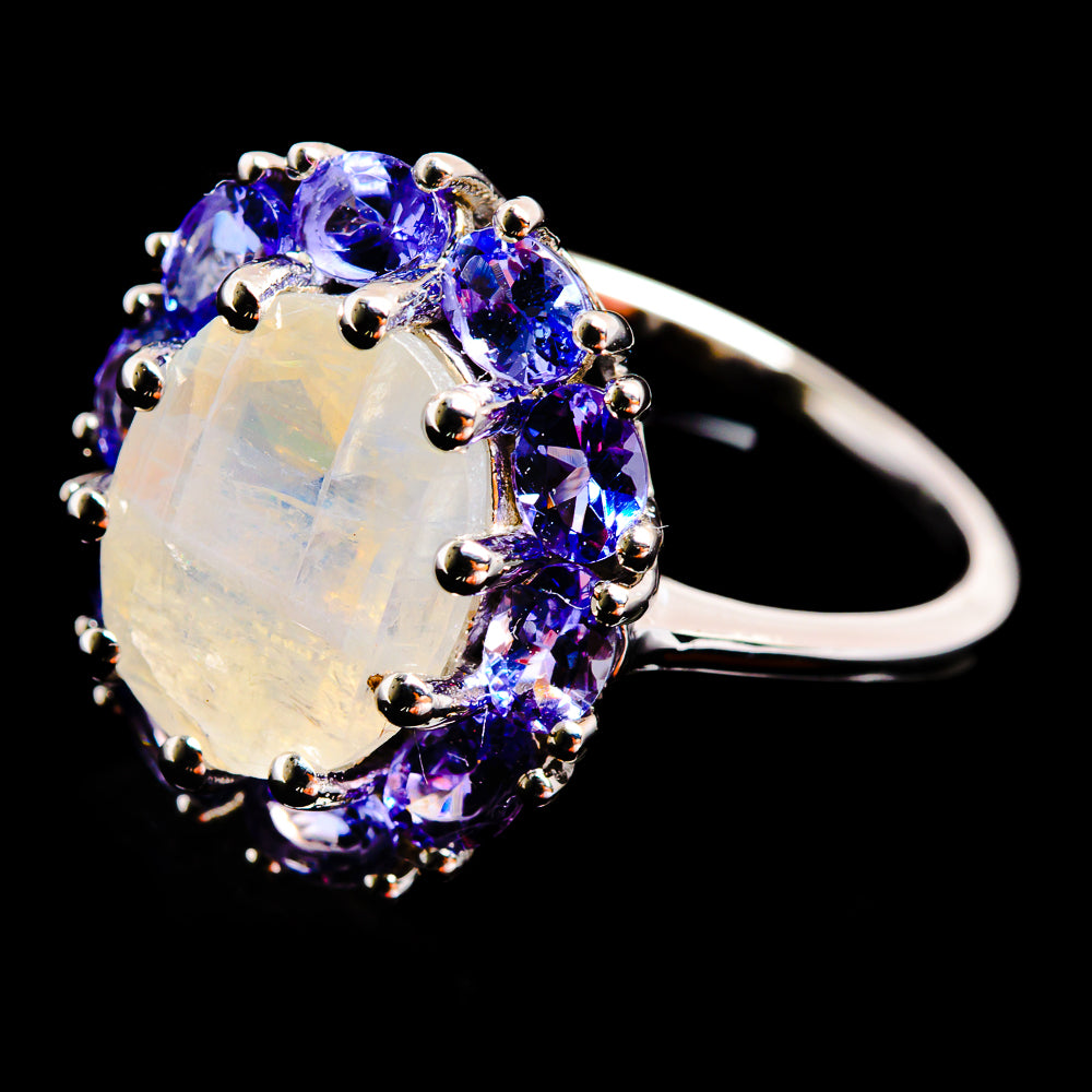 Rainbow Moonstone Rings handcrafted by Anasilvercos - R17003-MOONS-SIZE-6