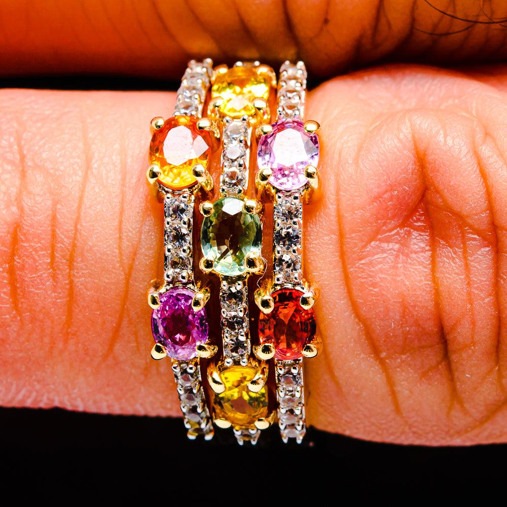 Multi-Sapphire Rings handcrafted by Anasilvercos - R17445-SIZE-7