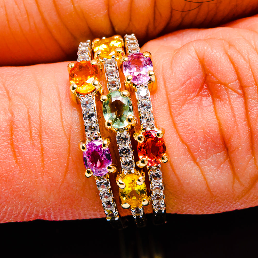 Multi-Sapphire Rings handcrafted by Anasilvercos - R17445-SIZE-8 - Photo 2