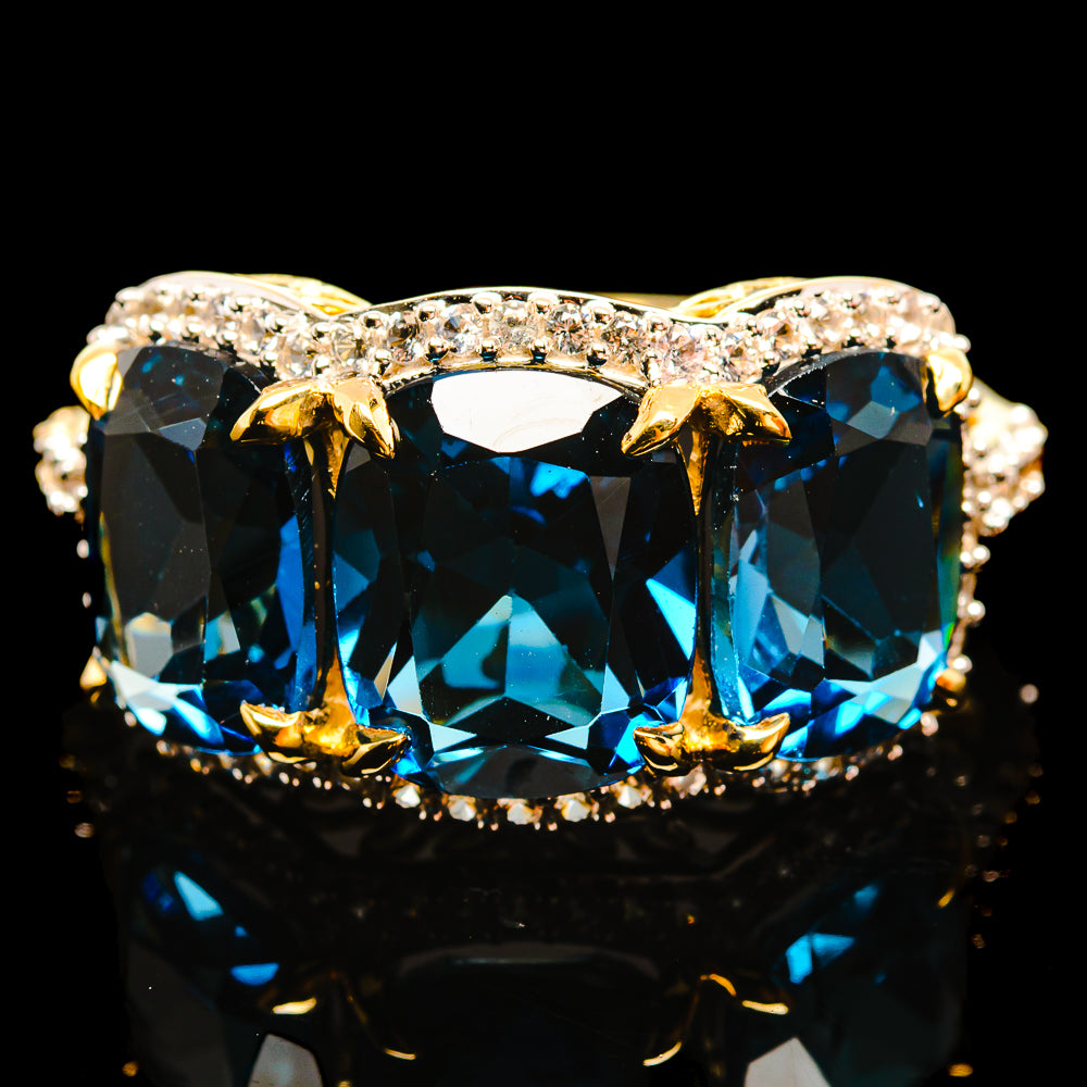 London Blue Topaz Rings handcrafted by Anasilvercos - R17678-LBT - Photo 2