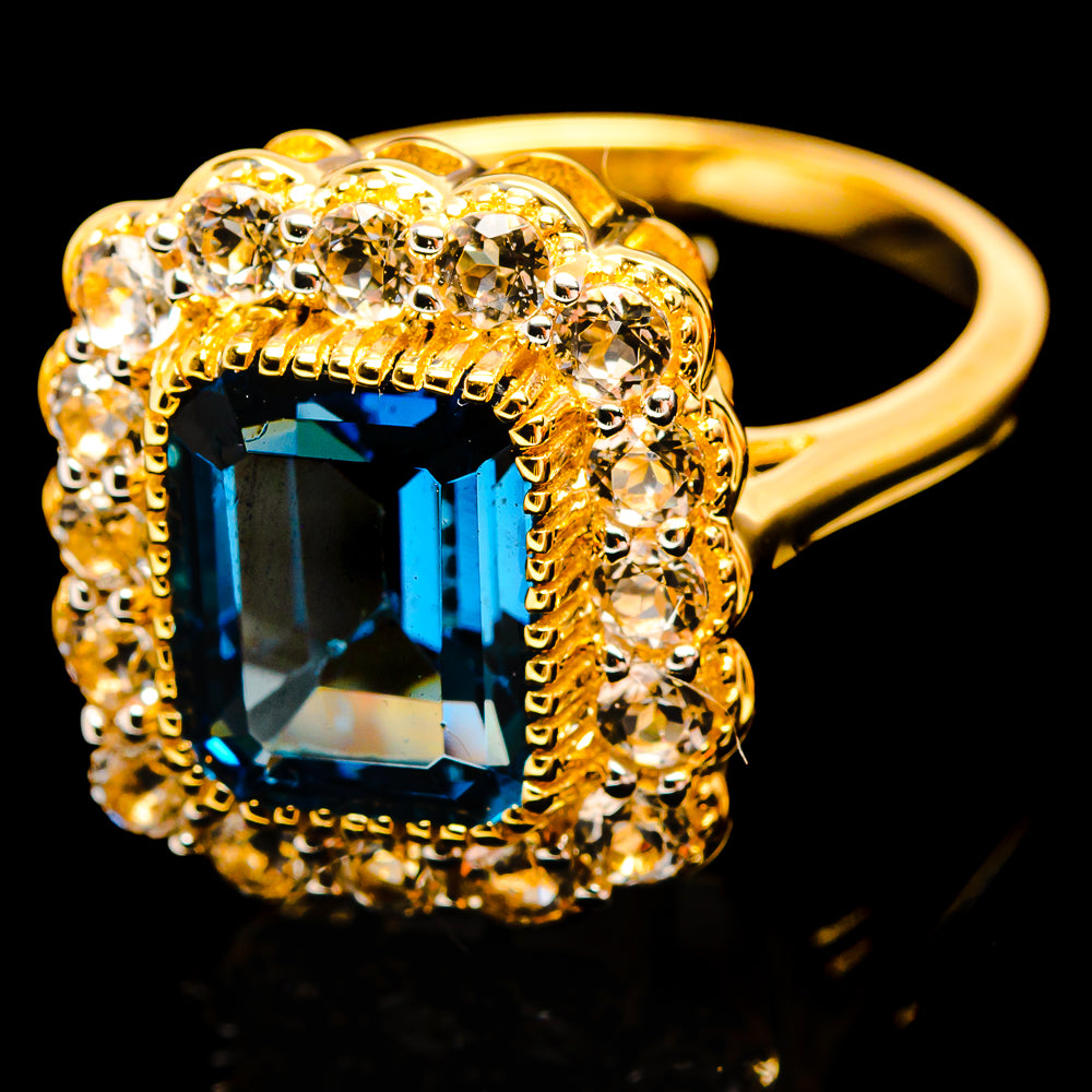 London Blue Topaz Rings handcrafted by Anasilvercos - R18103-LBT