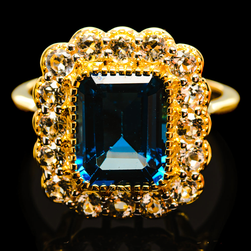 London Blue Topaz Rings handcrafted by Anasilvercos - R18103-LBT - Photo 2