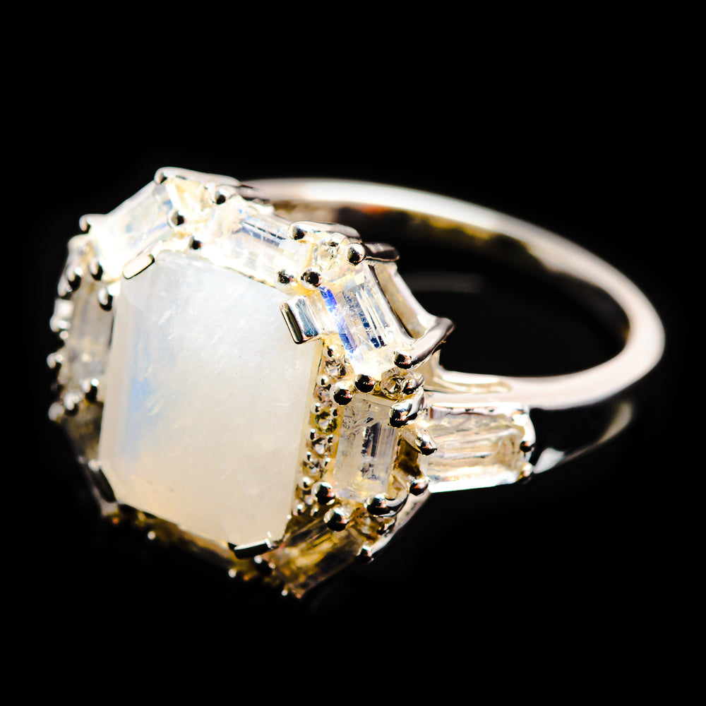 Rainbow Moonstone Rings handcrafted by Anasilvercos - R18145-MOON-SIZE-7