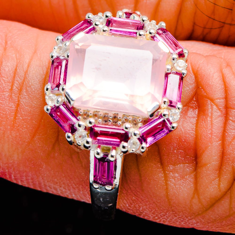 Rose Quartz Rings handcrafted by Anasilvercos - R18145-RQ-SIZE-7 - Photo 3