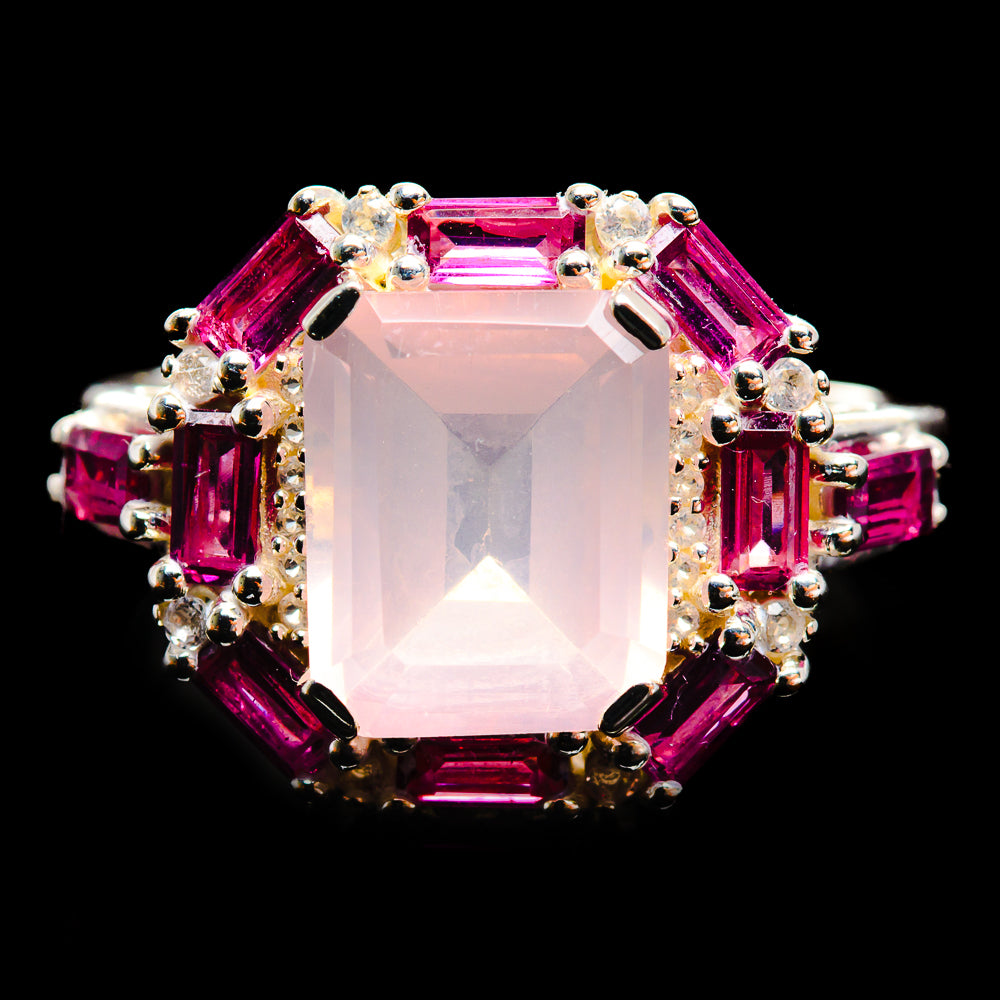 Rose Quartz Rings handcrafted by Anasilvercos - R18145-RQ-SIZE-7 - Photo 2