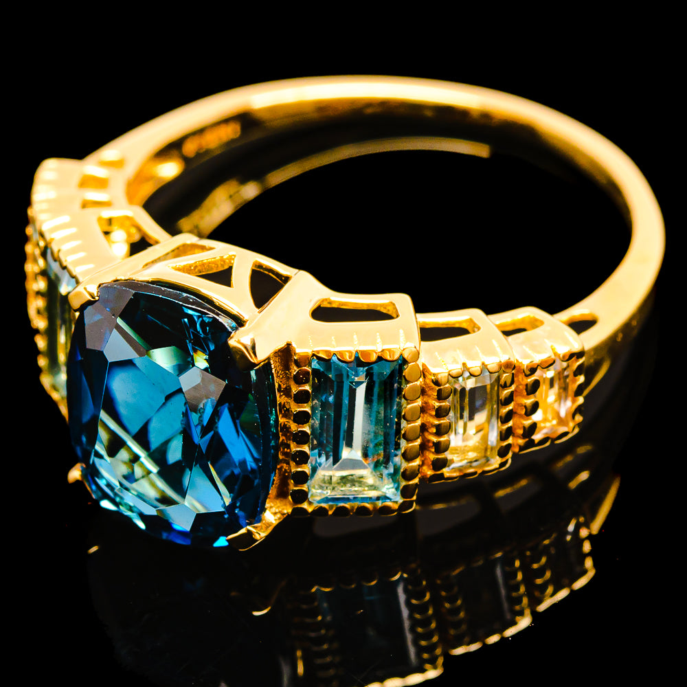 London Blue Topaz Rings handcrafted by Anasilvercos - R18506-LBT