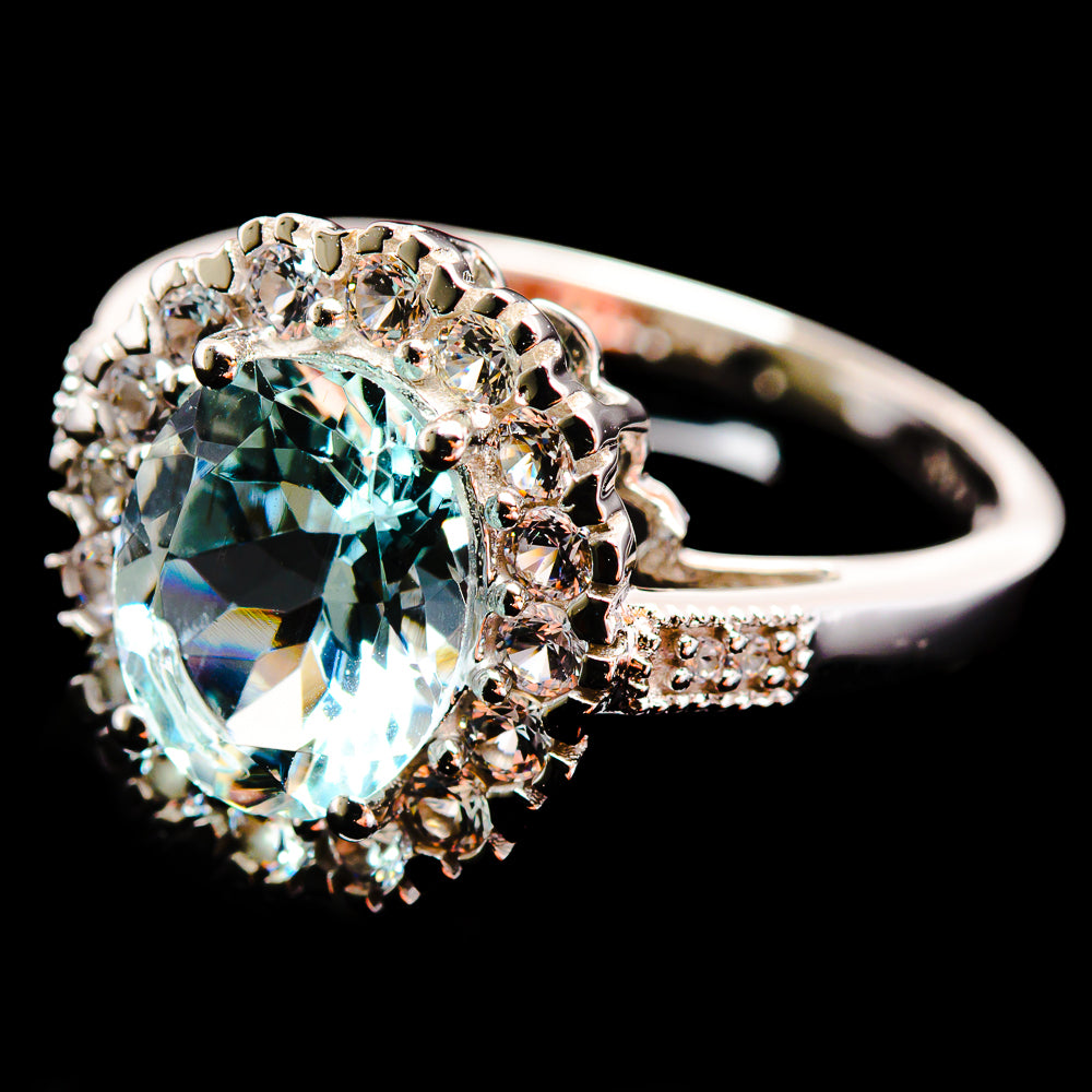 Aquamarine Rings handcrafted by Anasilvercos - R18507-SIZE-8