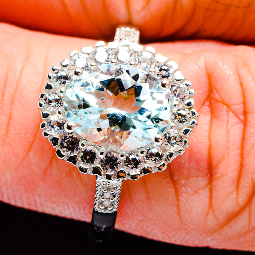 Aquamarine Rings handcrafted by Anasilvercos - R18507-SIZE-9 - Photo 3