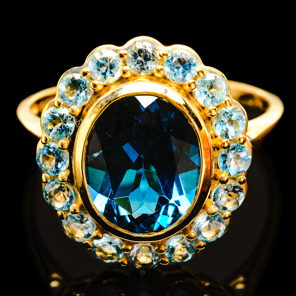 London Blue Topaz Rings handcrafted by Anasilvercos - R22482-LBT - Photo 2
