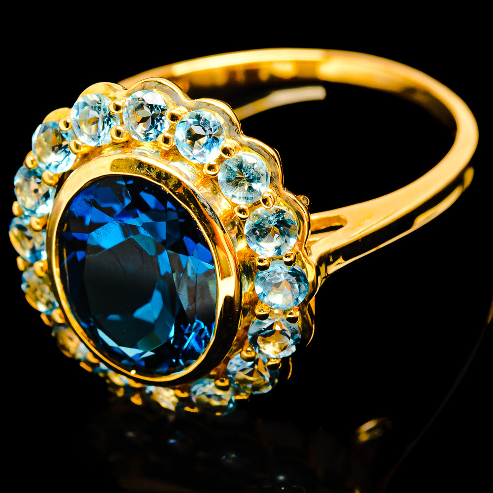 London Blue Topaz Rings handcrafted by Anasilvercos - R22482-LBT