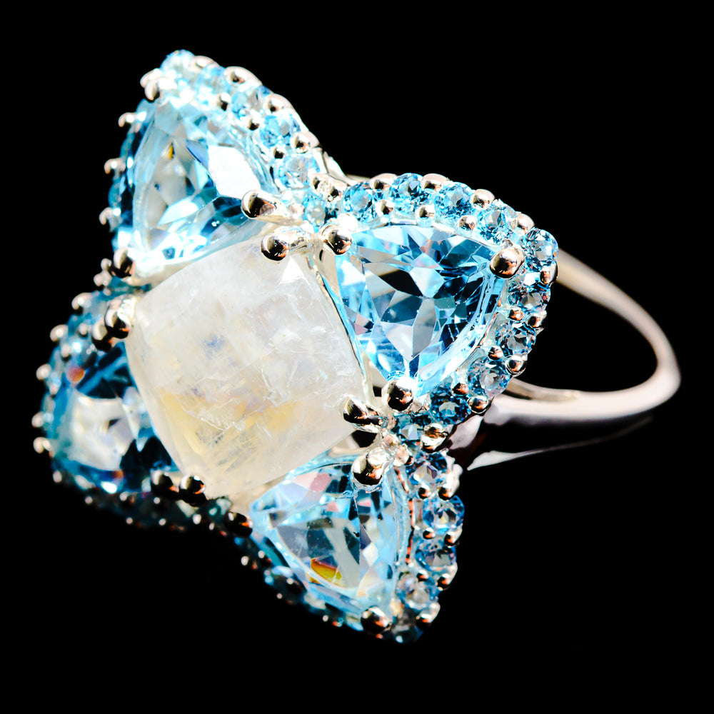 Rainbow Moonstone Rings handcrafted by Anasilvercos - R2974-MOON-SIZE-8