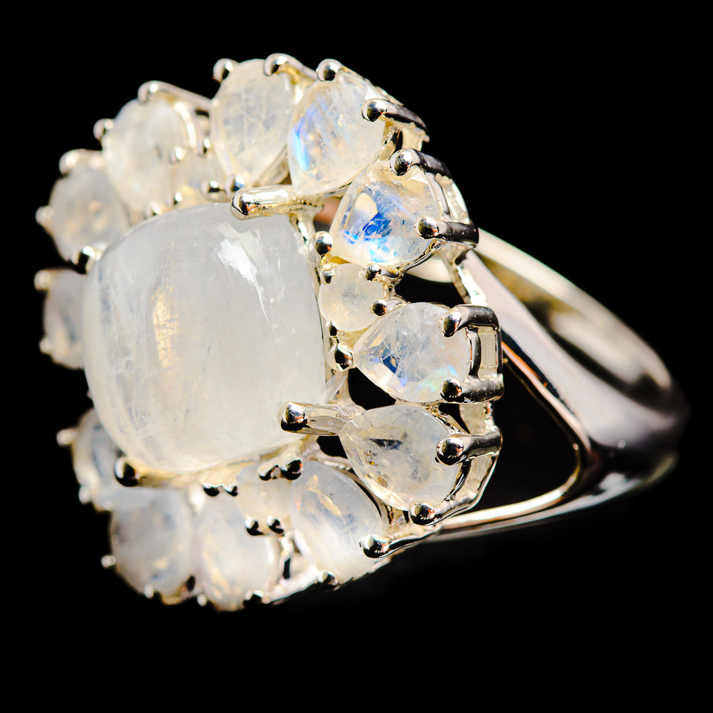 Rainbow Moonstone Rings handcrafted by Anasilvercos - R3239-MOON-SIZE-7
