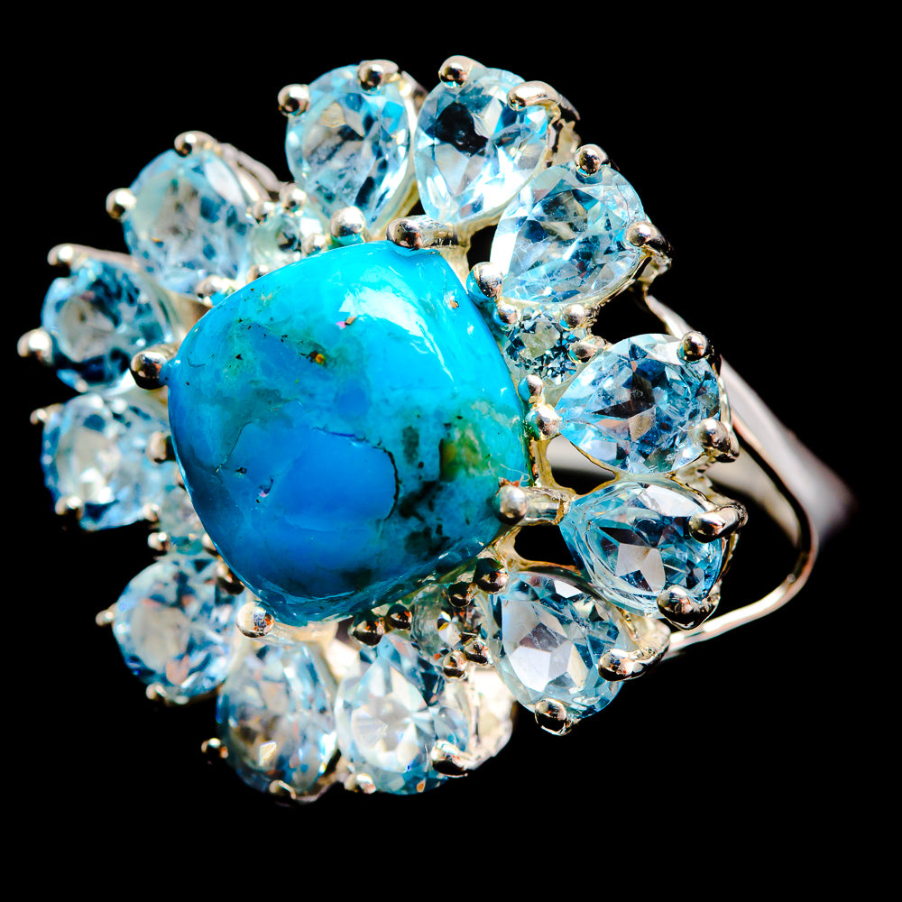 Turquoise Rings handcrafted by Anasilvercos - R3239-TURQ-SIZE-8