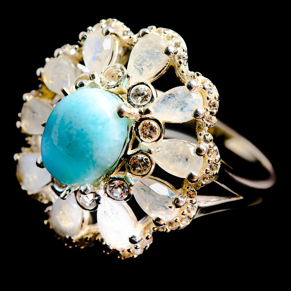 Larimar Rings handcrafted by Anasilvercos - R9086-LMR-SIZE-9